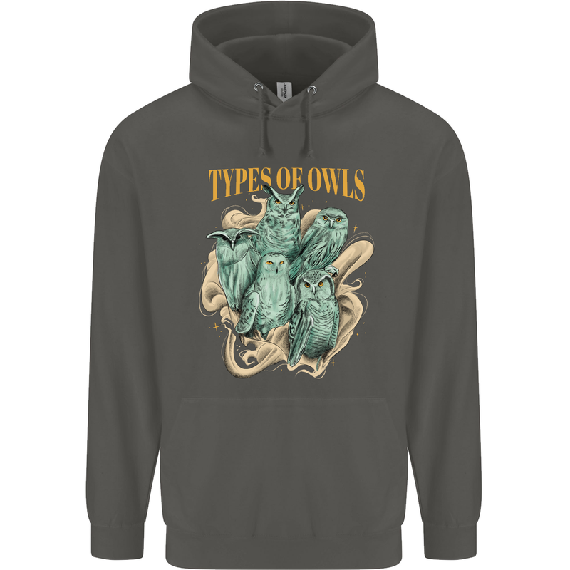Owls Species Childrens Kids Hoodie Storm Grey
