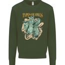 Owls Species Kids Sweatshirt Jumper Forest Green