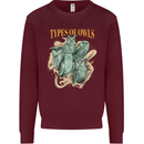 Owls Species Kids Sweatshirt Jumper Maroon