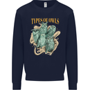 Owls Species Kids Sweatshirt Jumper Navy Blue