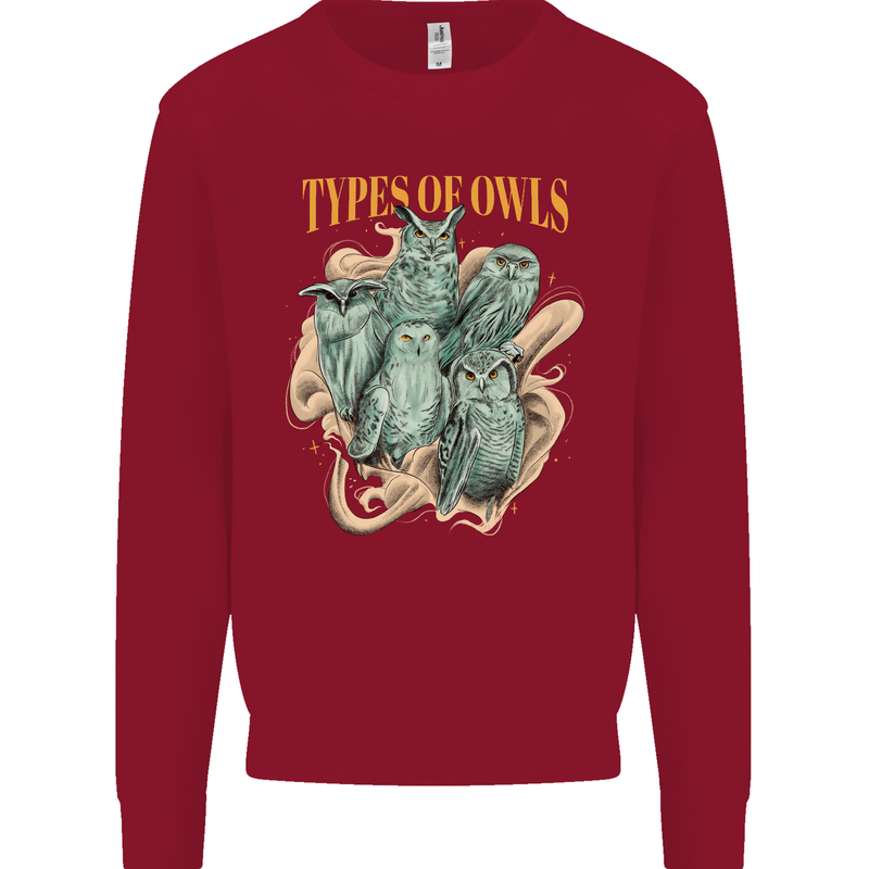 Owls Species Kids Sweatshirt Jumper Red