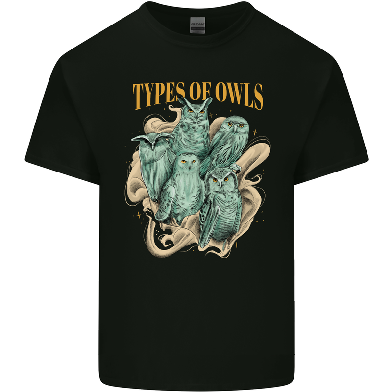 Owls Species Kids T-Shirt Childrens Black