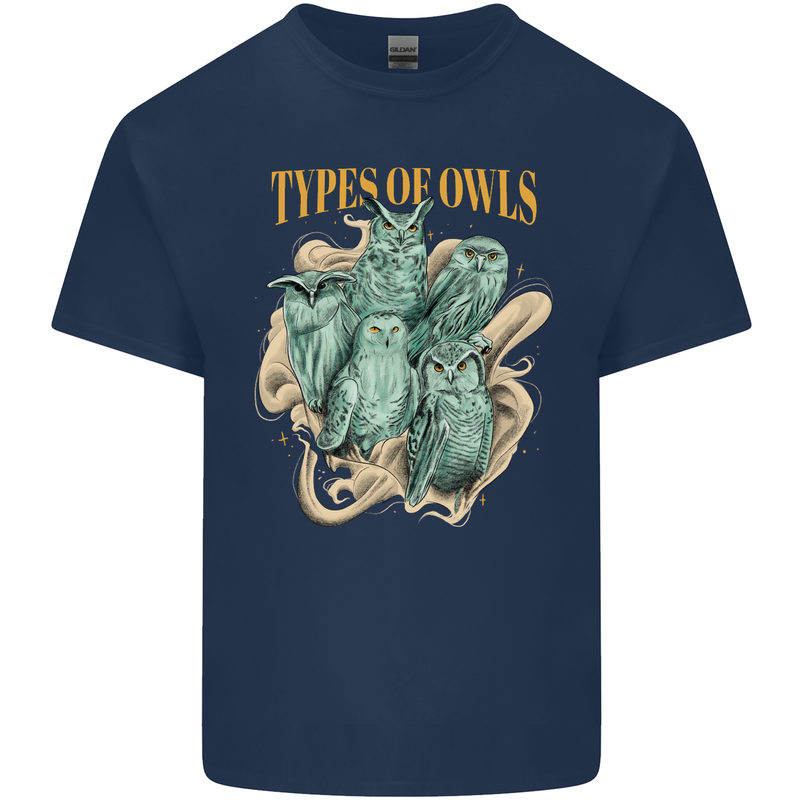 Owls Species Kids T-Shirt Childrens Navy Blue