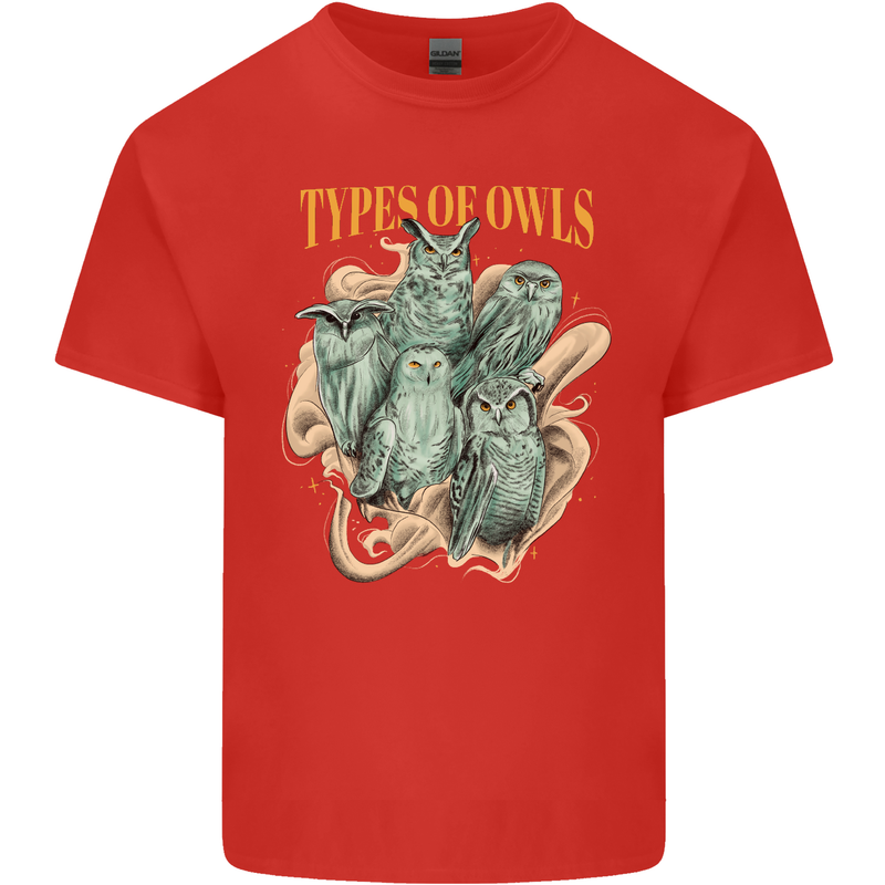 Owls Species Kids T-Shirt Childrens Red