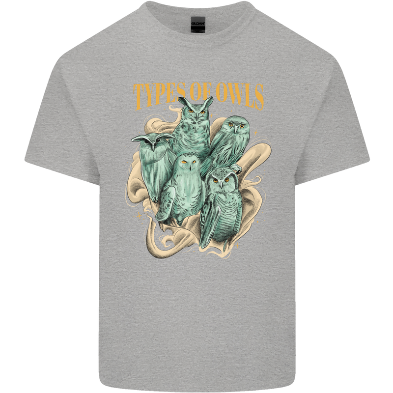 Owls Species Kids T-Shirt Childrens Sports Grey
