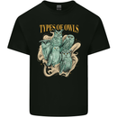 Owls Species Mens Cotton T-Shirt Tee Top Black