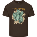 Owls Species Mens Cotton T-Shirt Tee Top Dark Chocolate
