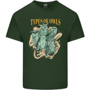 Owls Species Mens Cotton T-Shirt Tee Top Forest Green