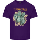 Owls Species Mens Cotton T-Shirt Tee Top Purple
