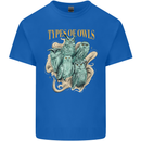 Owls Species Mens Cotton T-Shirt Tee Top Royal Blue