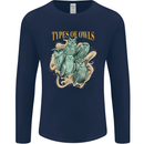 Owls Species Mens Long Sleeve T-Shirt Navy Blue