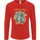 Owls Species Mens Long Sleeve T-Shirt Red