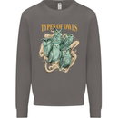 Owls Species Mens Sweatshirt Jumper Charcoal