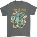 Owls Species Mens T-Shirt 100% Cotton Charcoal