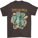 Owls Species Mens T-Shirt 100% Cotton Dark Chocolate
