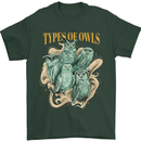 Owls Species Mens T-Shirt 100% Cotton Forest Green