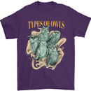 Owls Species Mens T-Shirt 100% Cotton Purple