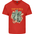 Owls Species Mens V-Neck Cotton T-Shirt Red