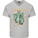 Owls Species Mens V-Neck Cotton T-Shirt Sports Grey