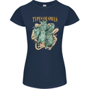 Owls Species Womens Petite Cut T-Shirt Navy Blue