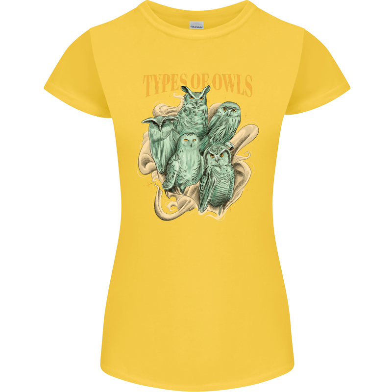 Owls Species Womens Petite Cut T-Shirt Yellow