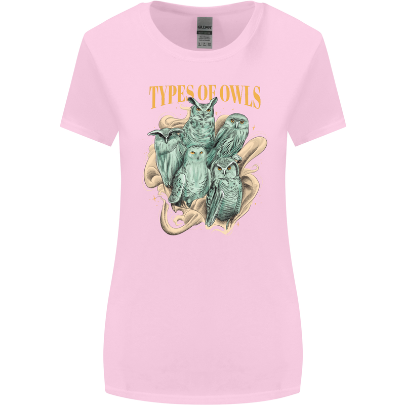 Owls Species Womens Wider Cut T-Shirt Light Pink