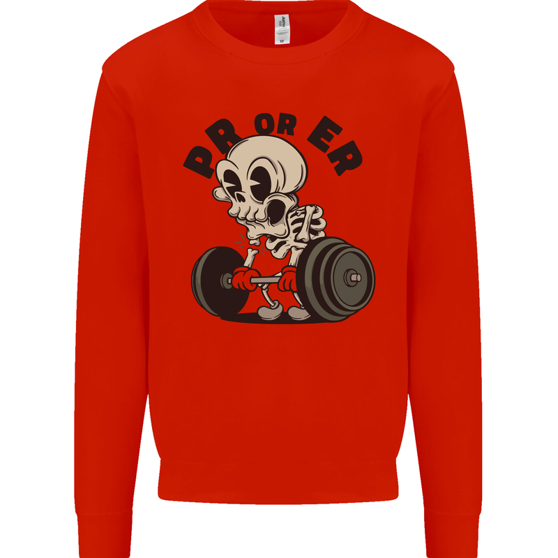 PR or ER Gym Bodybuilding Training Kids Sweatshirt Jumper Bright Red