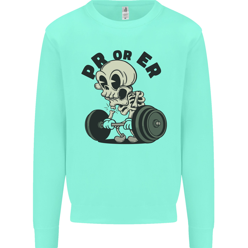 PR or ER Gym Bodybuilding Training Kids Sweatshirt Jumper Peppermint