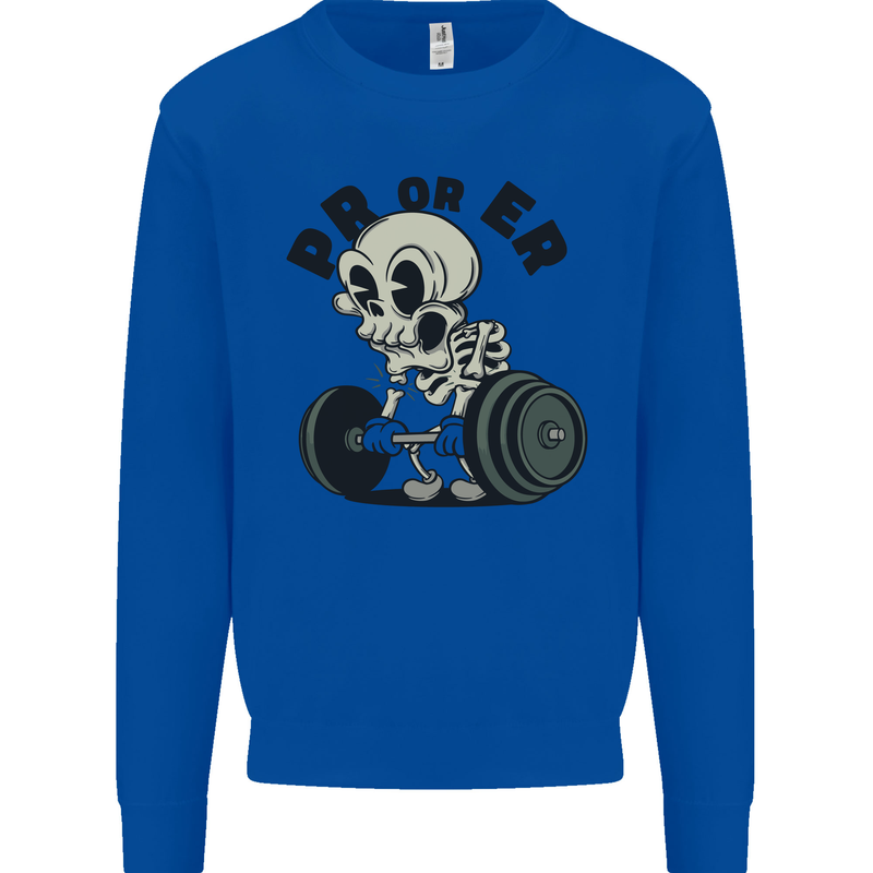 PR or ER Gym Bodybuilding Training Kids Sweatshirt Jumper Royal Blue