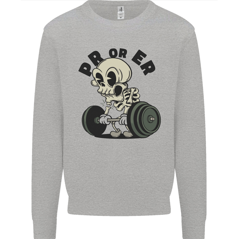 PR or ER Gym Bodybuilding Training Kids Sweatshirt Jumper Sports Grey