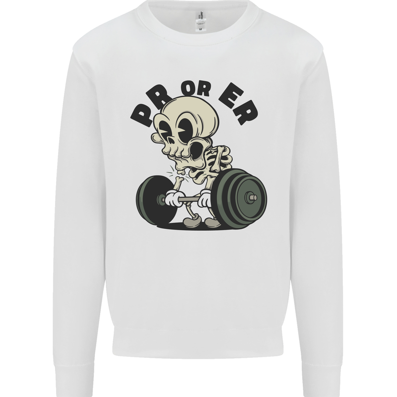 PR or ER Gym Bodybuilding Training Kids Sweatshirt Jumper White