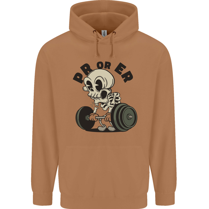 PR or ER Gym Bodybuilding Training Mens 80% Cotton Hoodie Caramel Latte