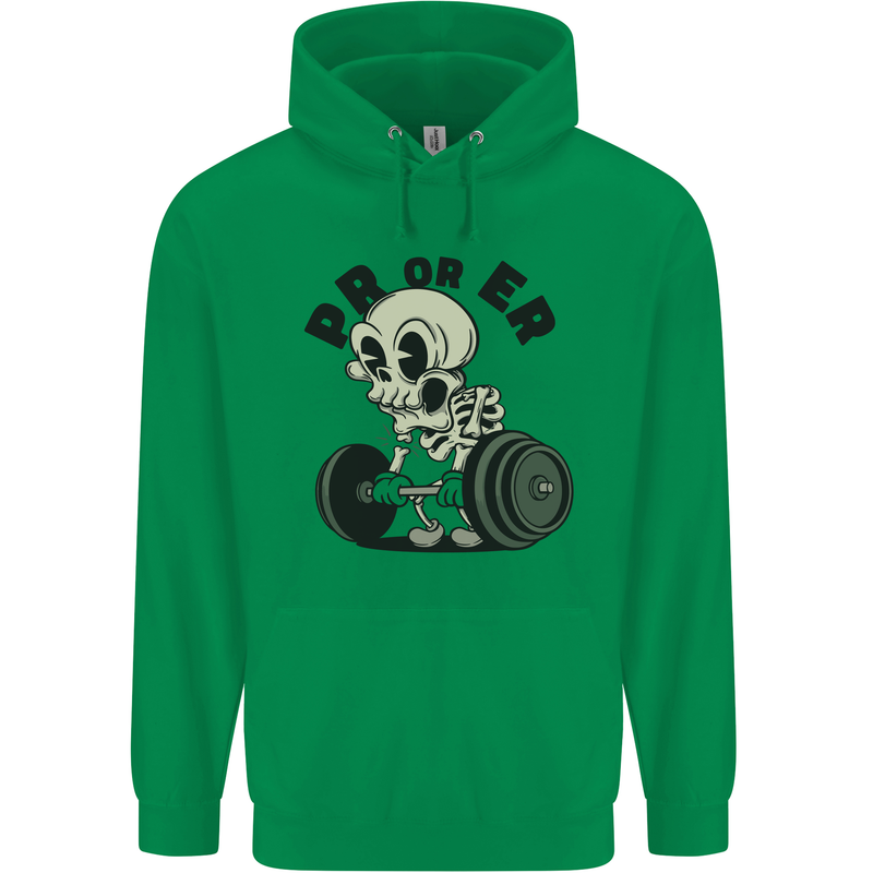 PR or ER Gym Bodybuilding Training Mens 80% Cotton Hoodie Irish Green