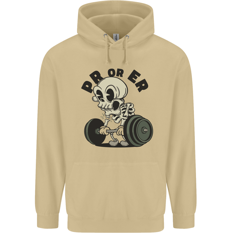 PR or ER Gym Bodybuilding Training Mens 80% Cotton Hoodie Sand