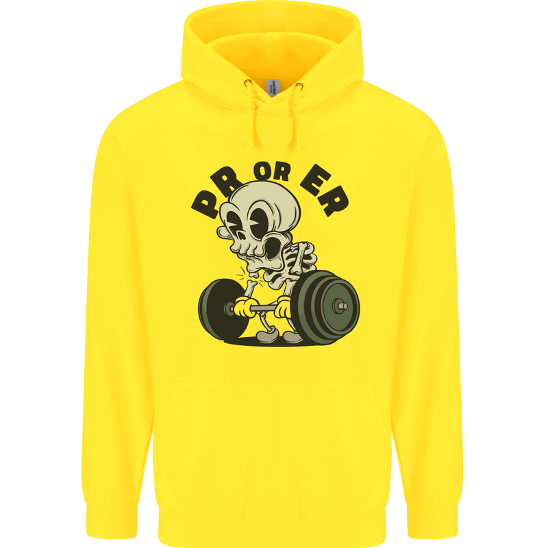 PR or ER Gym Bodybuilding Training Mens 80% Cotton Hoodie Yellow