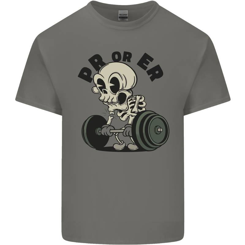 PR or ER Gym Bodybuilding Training Mens Cotton T-Shirt Tee Top Charcoal