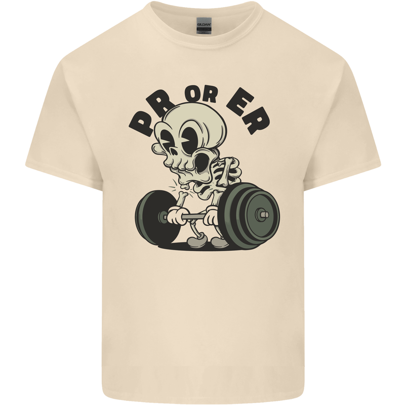 PR or ER Gym Bodybuilding Training Mens Cotton T-Shirt Tee Top Natural