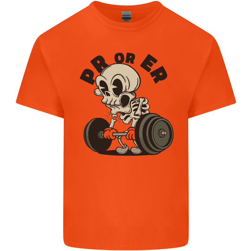 PR or ER Gym Bodybuilding Training Mens Cotton T-Shirt Tee Top Orange