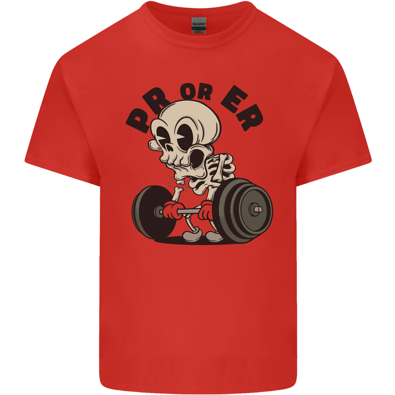 PR or ER Gym Bodybuilding Training Mens Cotton T-Shirt Tee Top Red