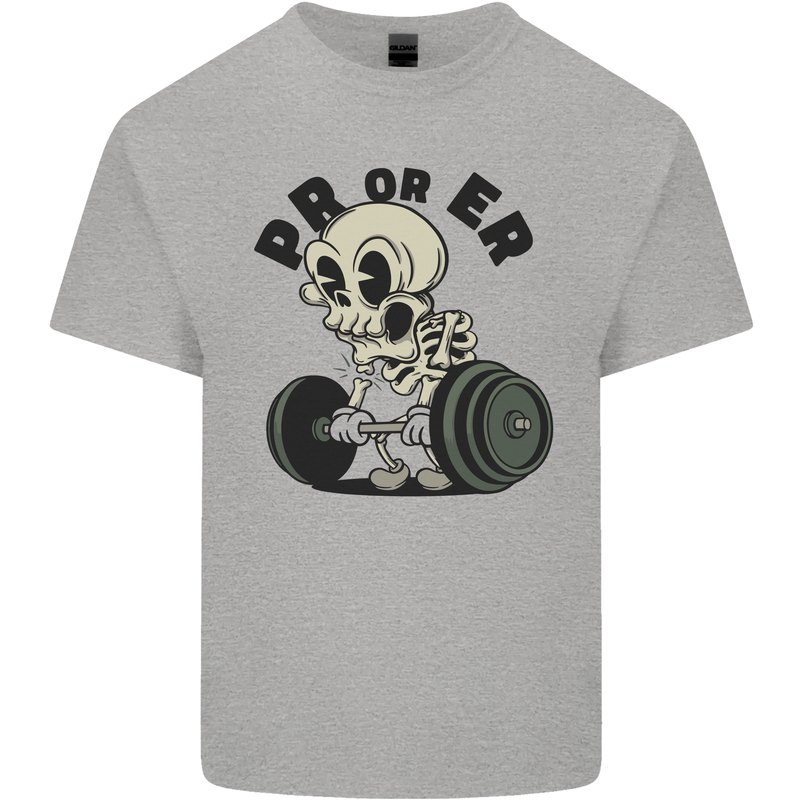 PR or ER Gym Bodybuilding Training Mens Cotton T-Shirt Tee Top Sports Grey