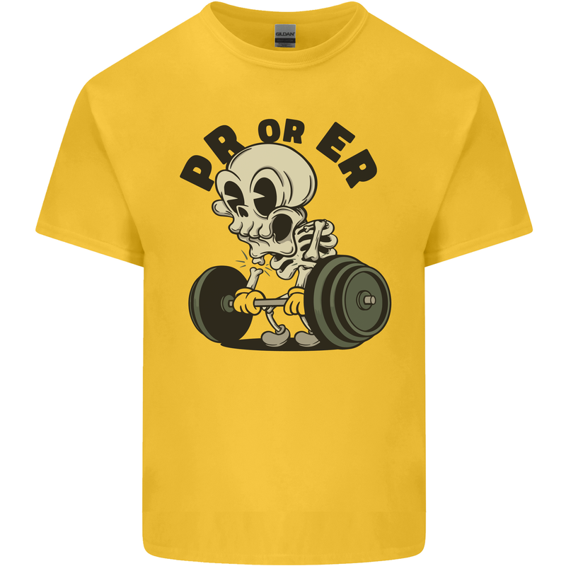 PR or ER Gym Bodybuilding Training Mens Cotton T-Shirt Tee Top Yellow