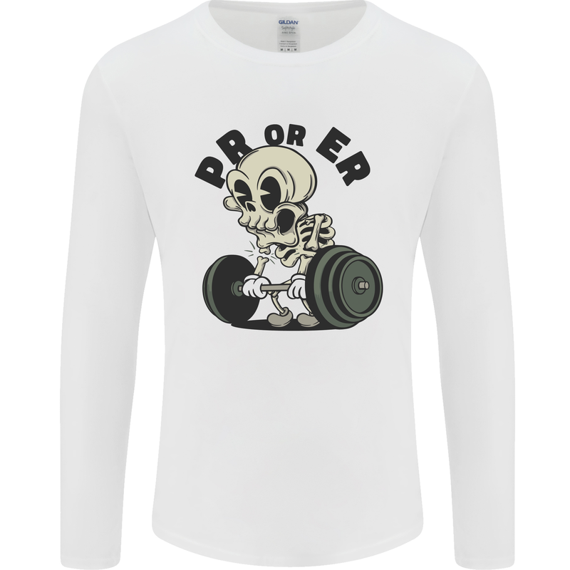 PR or ER Gym Bodybuilding Training Mens Long Sleeve T-Shirt White