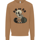 PR or ER Gym Bodybuilding Training Mens Sweatshirt Jumper Caramel Latte