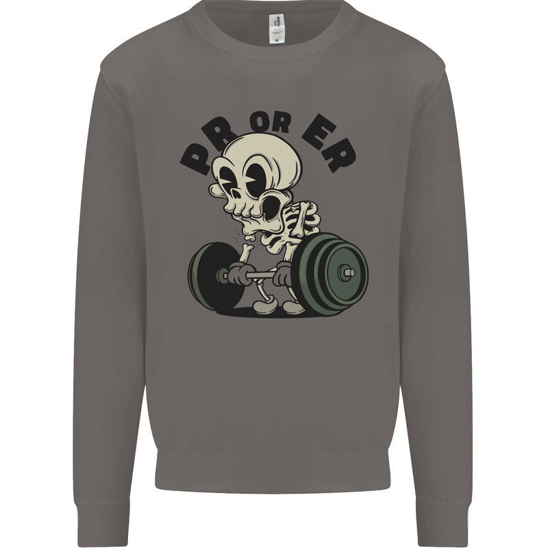 PR or ER Gym Bodybuilding Training Mens Sweatshirt Jumper Charcoal