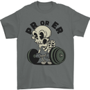 PR or ER Gym Bodybuilding Training Mens T-Shirt 100% Cotton Charcoal
