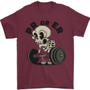 PR or ER Gym Bodybuilding Training Mens T-Shirt 100% Cotton Maroon