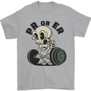 PR or ER Gym Bodybuilding Training Mens T-Shirt 100% Cotton Sports Grey