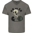 PR or ER Gym Bodybuilding Training Mens V-Neck Cotton T-Shirt Charcoal