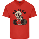 PR or ER Gym Bodybuilding Training Mens V-Neck Cotton T-Shirt Red