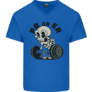 PR or ER Gym Bodybuilding Training Mens V-Neck Cotton T-Shirt Royal Blue